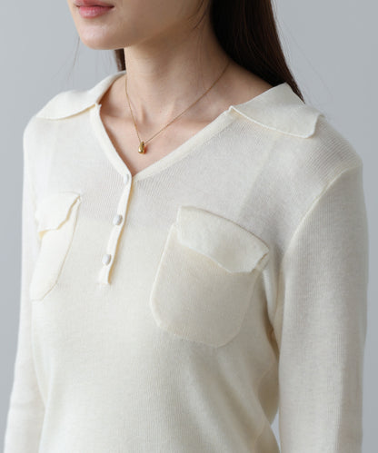 くるみボタンポロニット