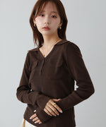 くるみボタンポロニット