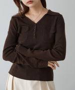 くるみボタンポロニット