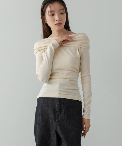 オフショルウエストマークトップス