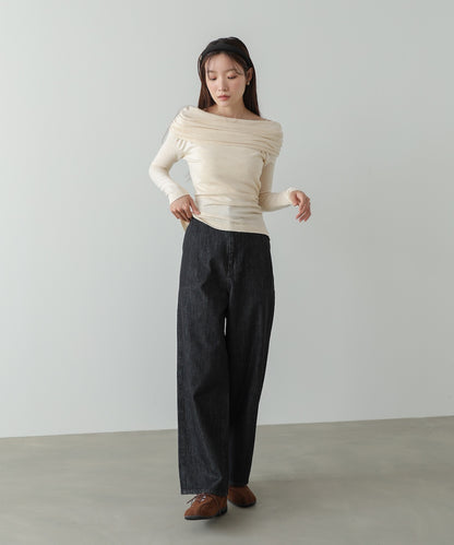 オフショルウエストマークトップス