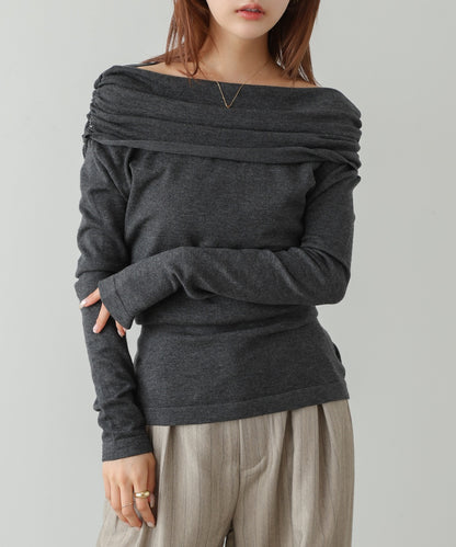 オフショルウエストマークトップス