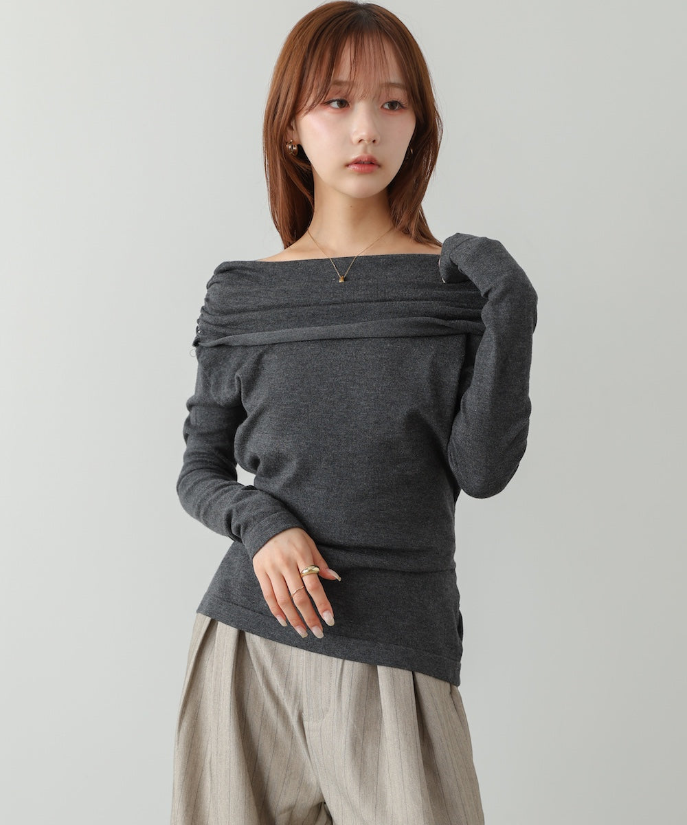 オフショルウエストマークトップス