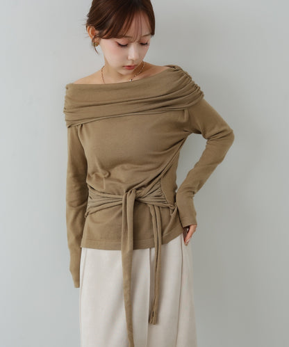 オフショルウエストマークトップス