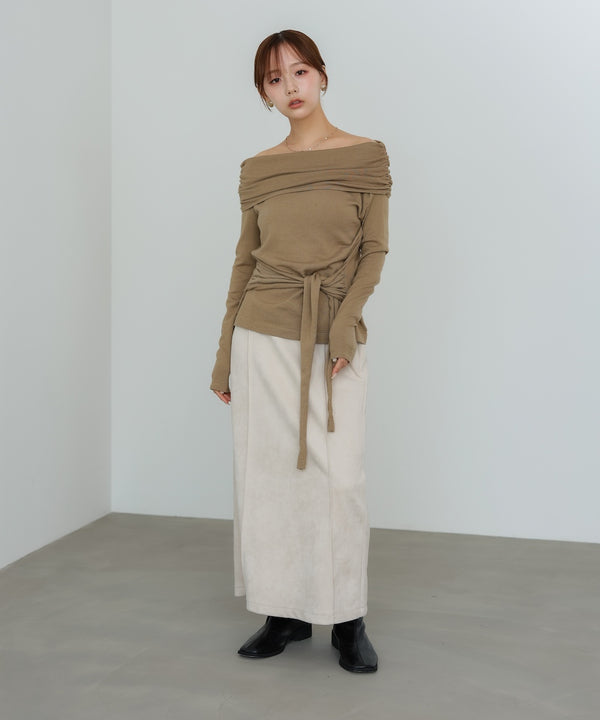 オフショルウエストマークトップス