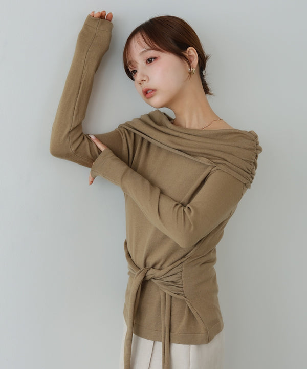 オフショルウエストマークトップス