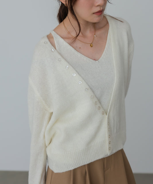 ボタンデザインキャミSETニット