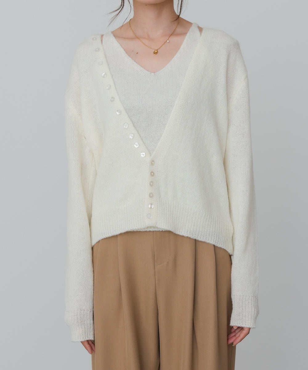 ボタンデザインキャミSETニット