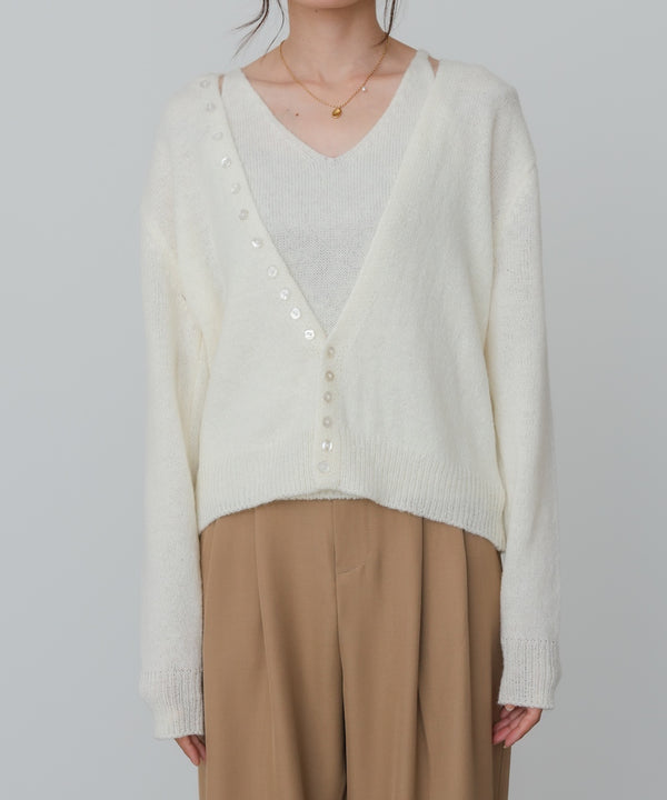 ボタンデザインキャミSETニット