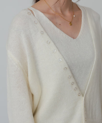 ボタンデザインキャミSETニット