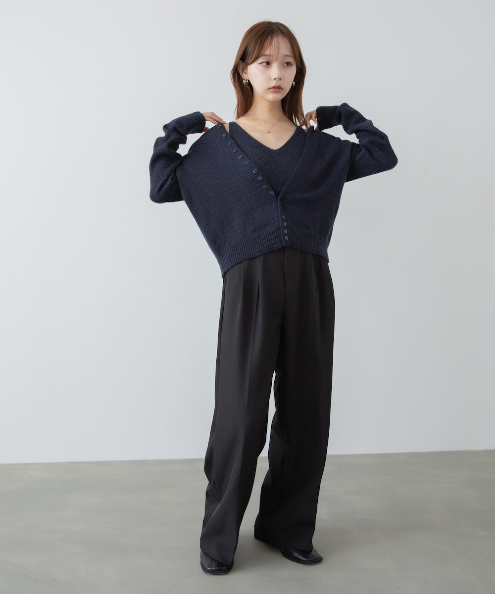 ボタンデザインキャミSETニット