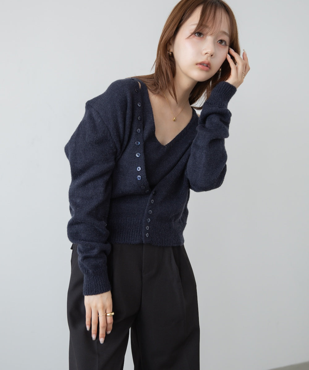 ボタンデザインキャミSETニット