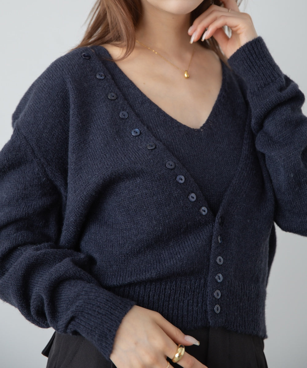 ボタンデザインキャミSETニット