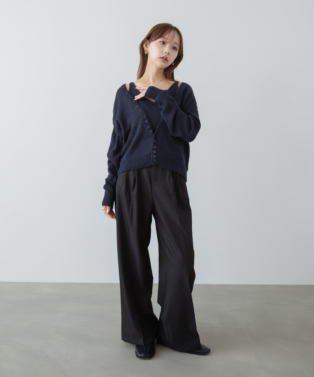 ボタンデザインキャミSETニット