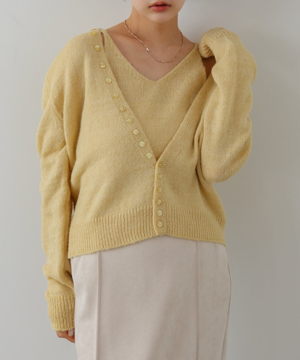 ボタンデザインキャミSETニット