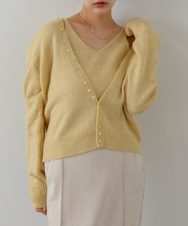 ボタンデザインキャミSETニット