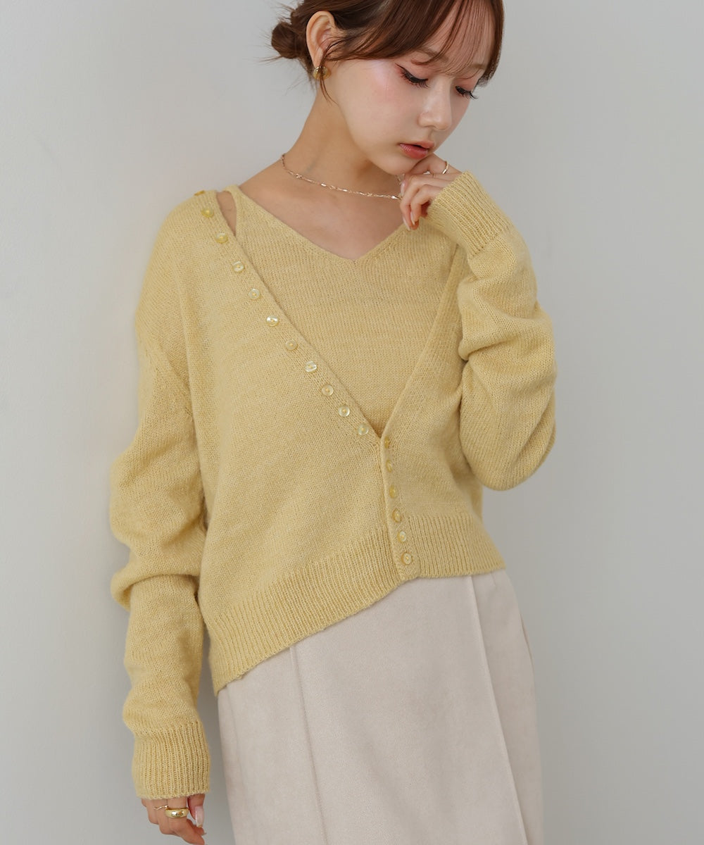 ボタンデザインキャミSETニット