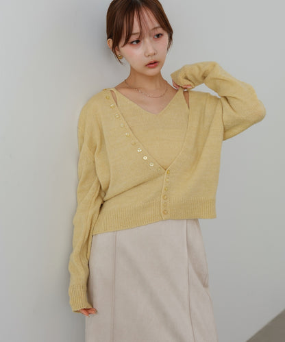 ボタンデザインキャミSETニット