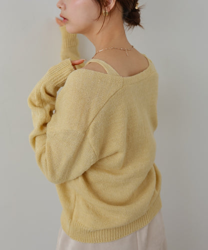 ボタンデザインキャミSETニット