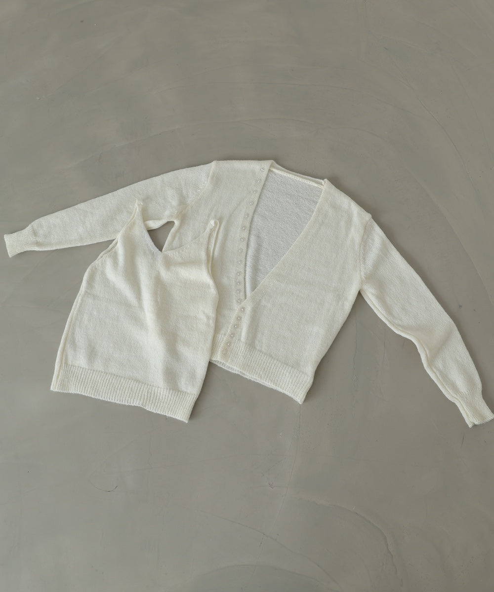 ボタンデザインキャミSETニット