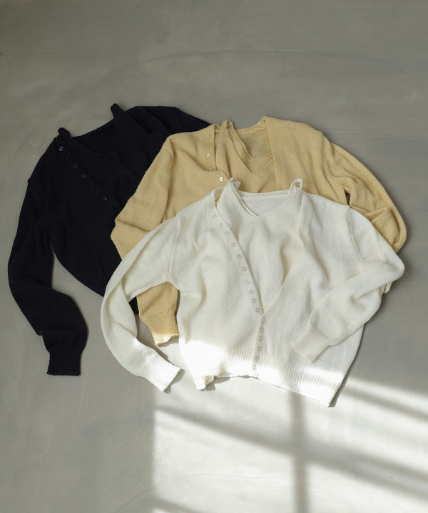 ボタンデザインキャミSETニット