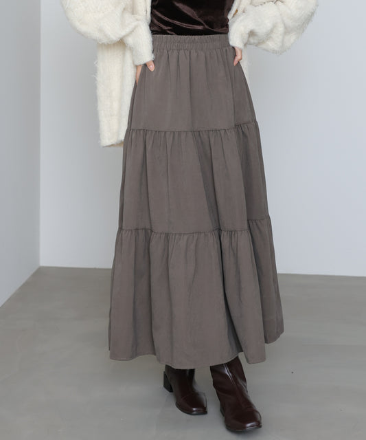 ピーチスキンティアードスカート