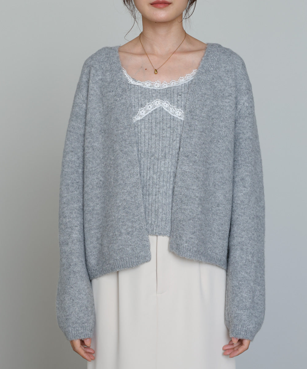 ニットレースキャミ＋ニットカーディガンSET