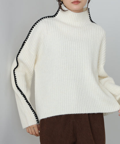 ライン配色ニットトップス