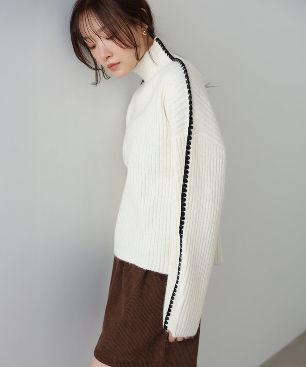 ライン配色ニットトップス