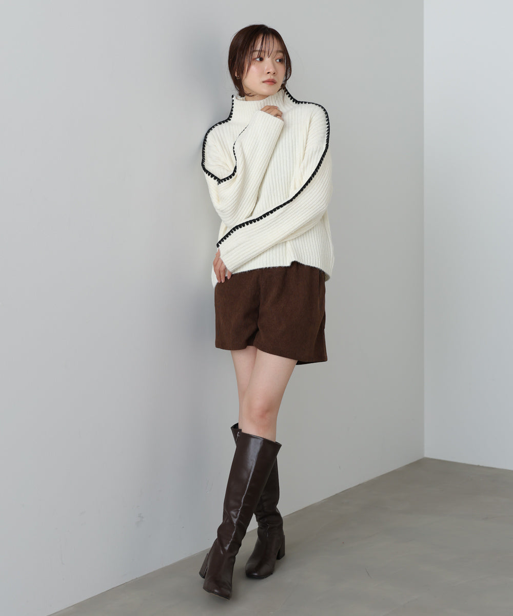 ライン配色ニットトップス