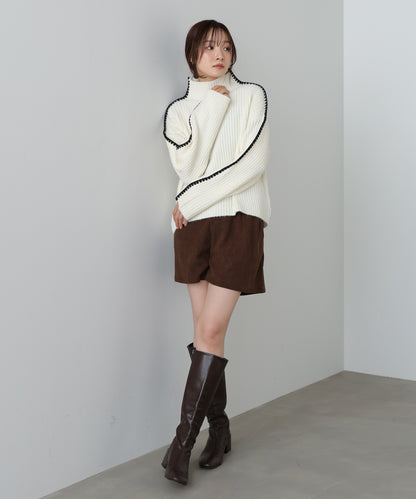 ライン配色ニットトップス