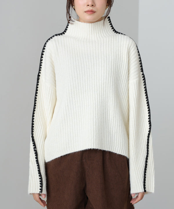 ライン配色ニットトップス