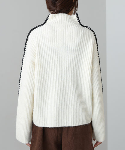 ライン配色ニットトップス