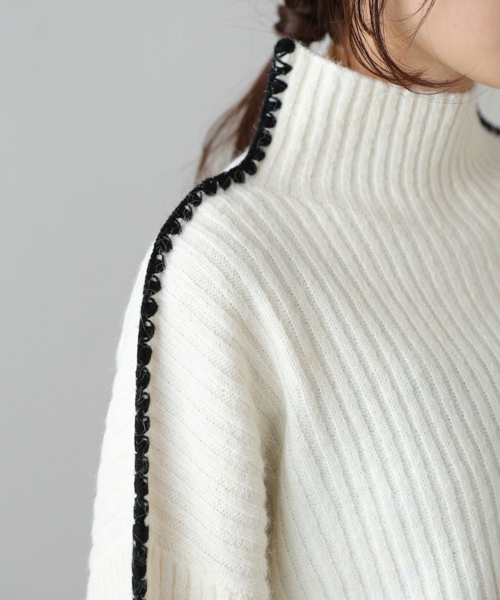 ライン配色ニットトップス