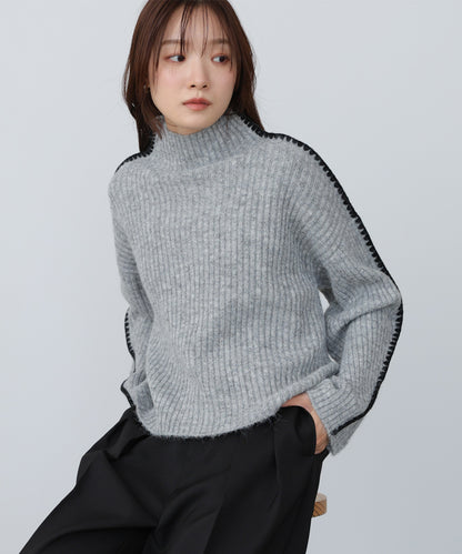 ライン配色ニットトップス