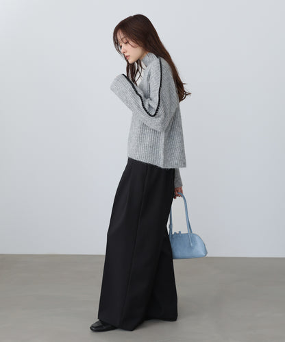 ライン配色ニットトップス