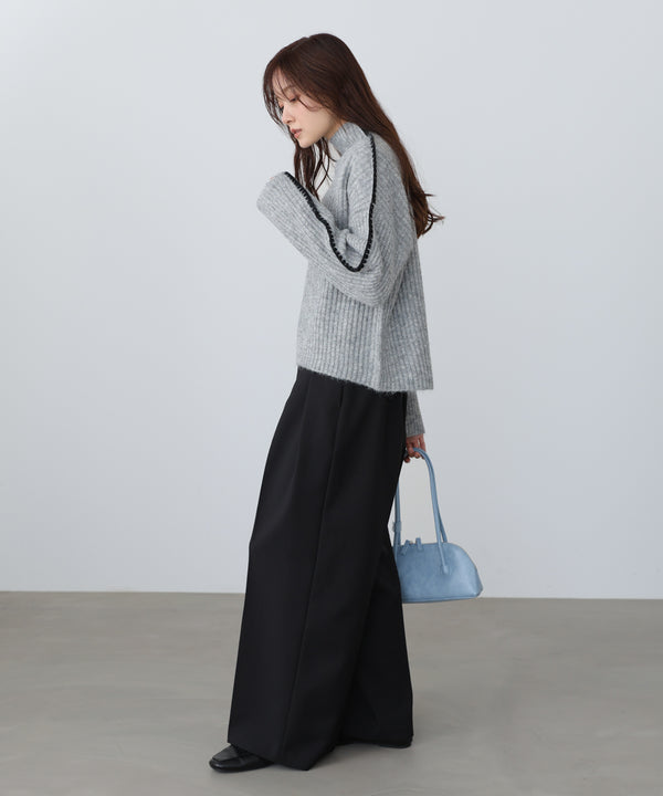 ライン配色ニットトップス