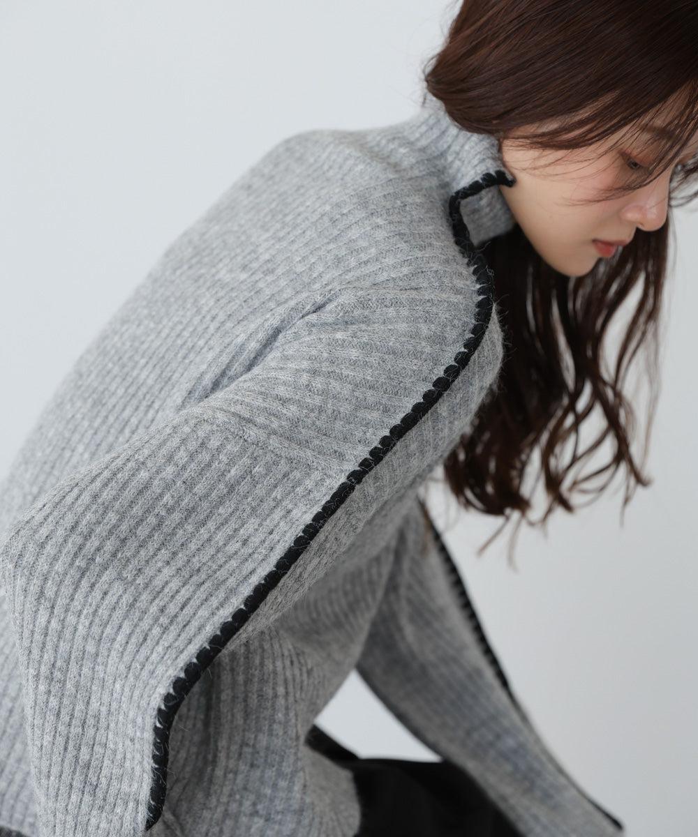 ライン配色ニットトップス