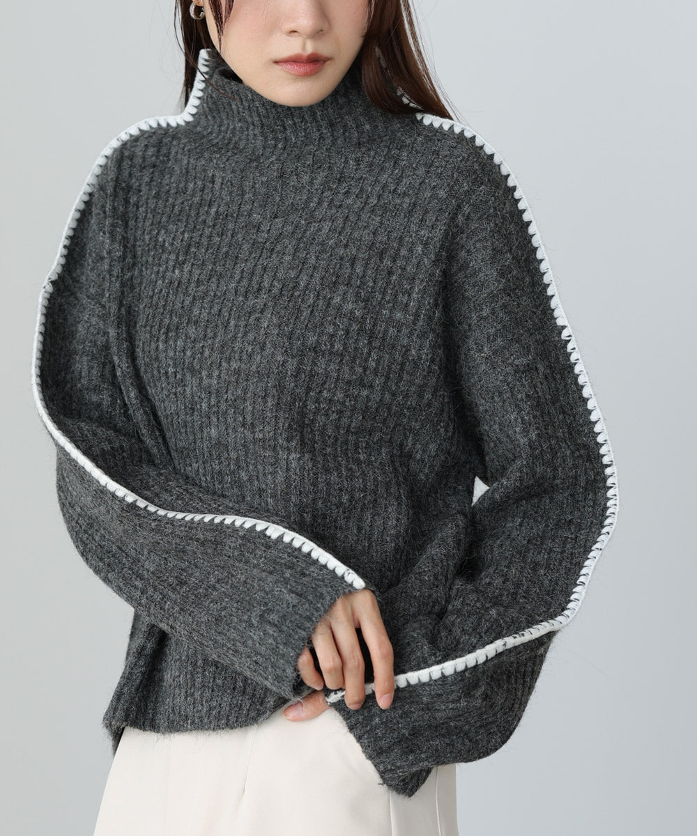 ライン配色ニットトップス