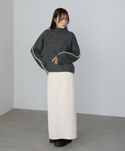 ライン配色ニットトップス