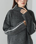 ライン配色ニットトップス