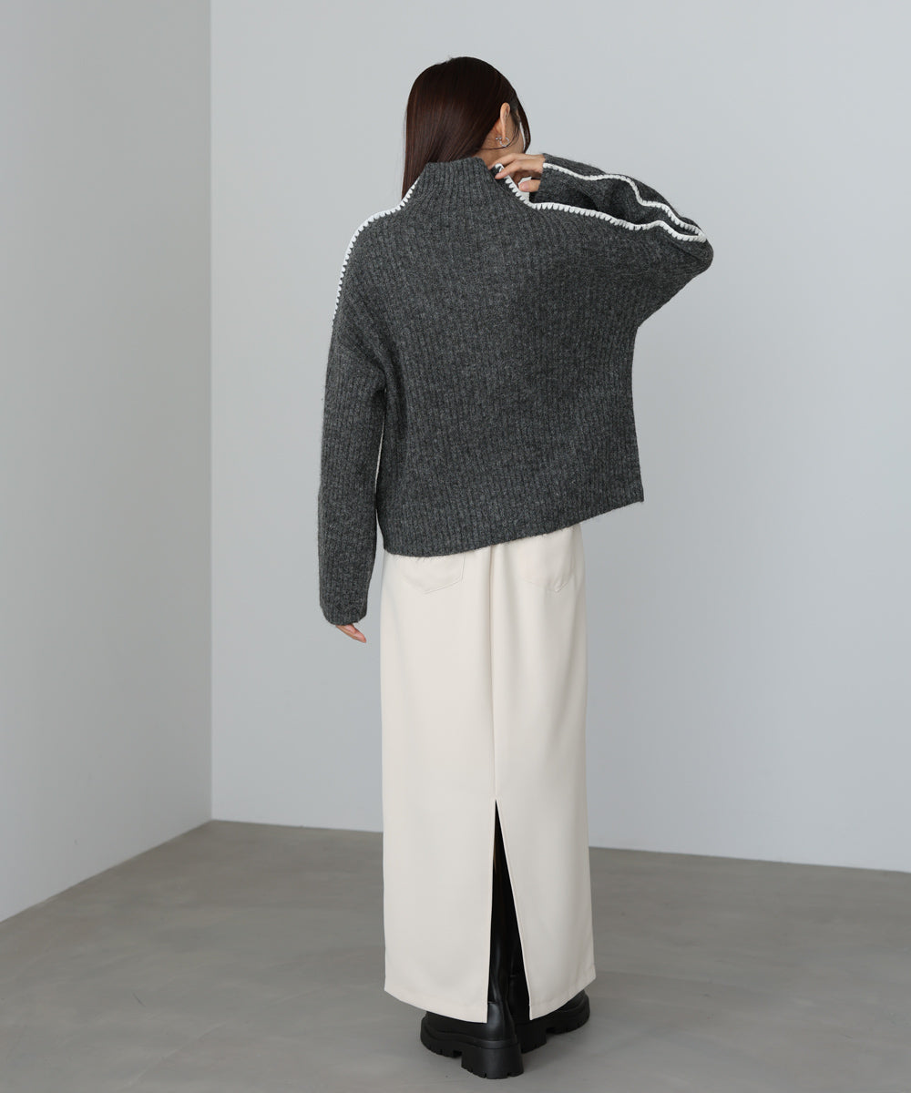 ライン配色ニットトップス