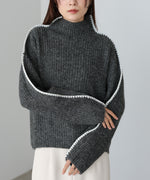 ライン配色ニットトップス