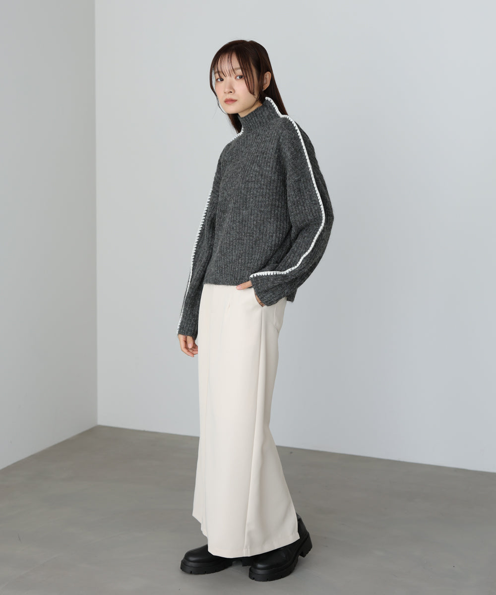 ライン配色ニットトップス