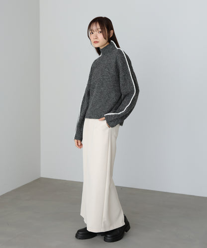 ライン配色ニットトップス