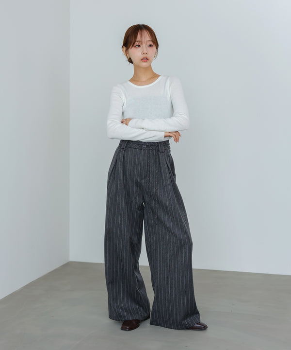 ストライプヘリンボーンパンツ