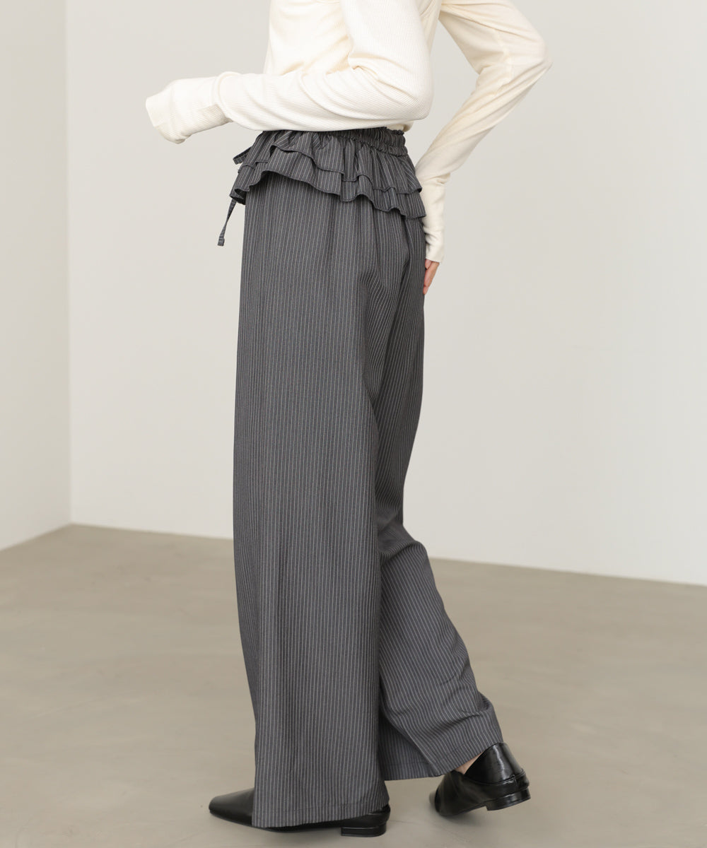 ウエストフリルストライプパンツ