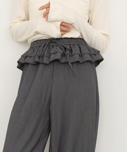 ウエストフリルストライプパンツ
