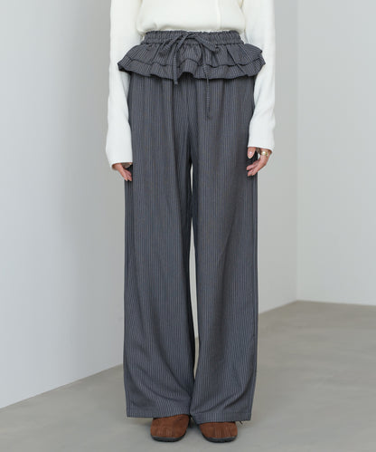 ウエストフリルストライプパンツ