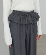 ウエストフリルストライプパンツ